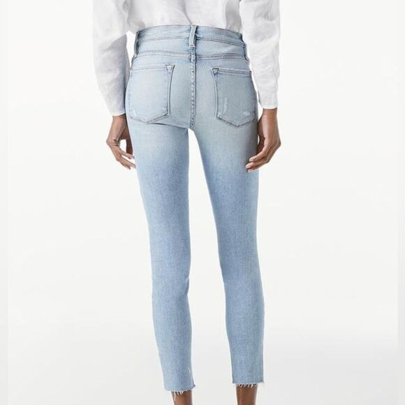 Frame Le Skinny de Jeanne Crop Jean raw hem ripped distressed jeans - Picture 1 of 12